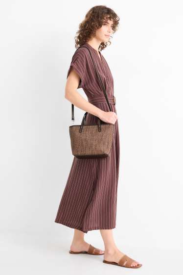 Damen - Großer Shopper mit abnehmbarem Taschengurt - dunkelbraun