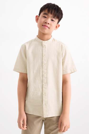 Kinder Jungen - Hemd mit Leinen-Anteil - beige