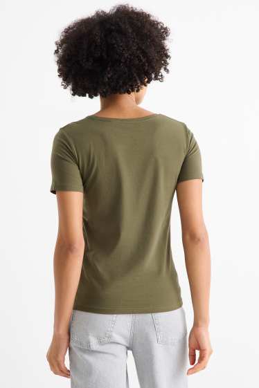 Donna - T-shirt - slim fit - verde scuro