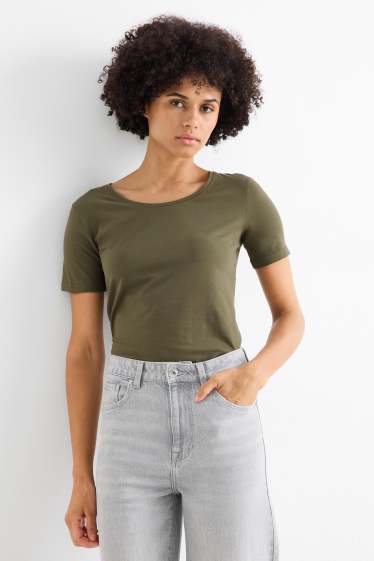 Donna - T-shirt - slim fit - verde scuro