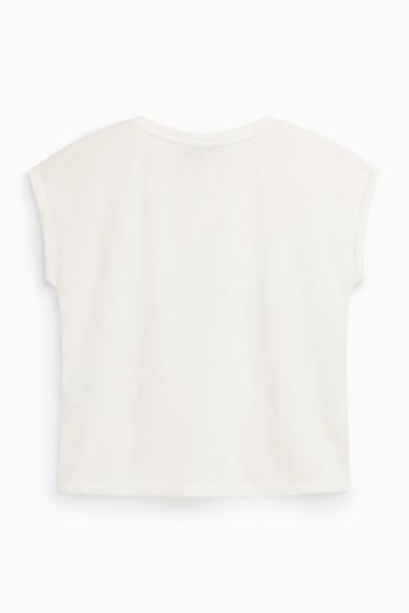 Donna - T-shirt con scollo a V - relaxed fit - bianco crema