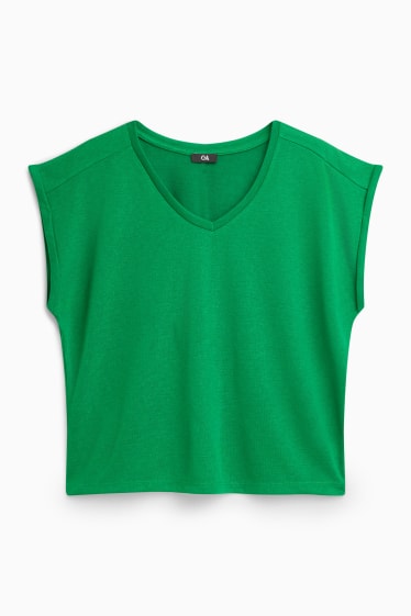 Donna - T-shirt con scollo a V - relaxed fit - verde