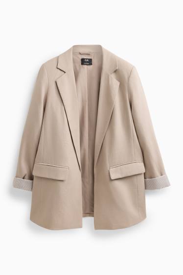 Femei - Blazer lung - regular fit - amestec de in - maro deschis