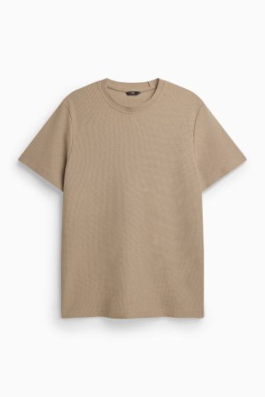 Herren - T-Shirt - Regular Fit - strukturiert - hellbraun