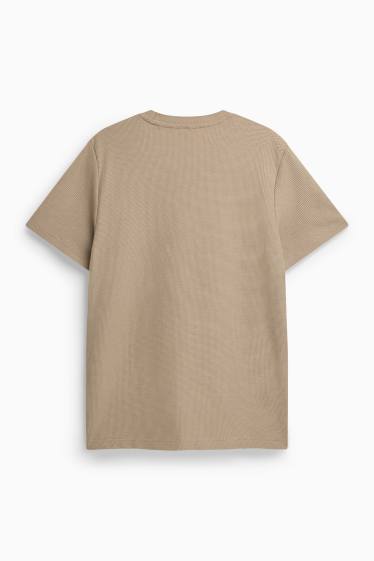 Herren - T-Shirt - Regular Fit - strukturiert - hellbraun