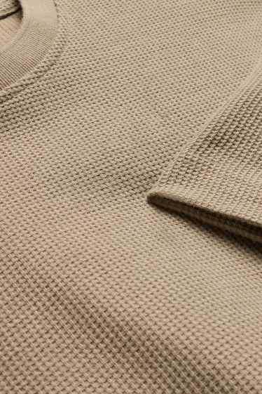 Herren - T-Shirt - Regular Fit - strukturiert - hellbraun