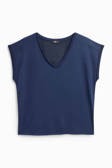 Women - V-neck T-shirt - relaxed fit - dark blue