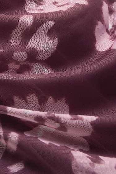 Damen - Body - Mesh - geblümt - violett