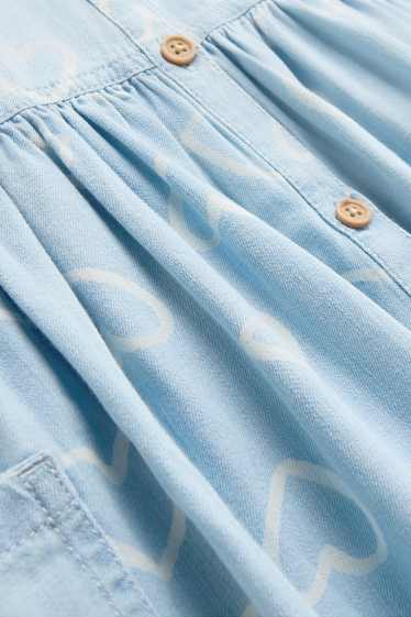 Kinder Mädchen - Herz - Jeanskleid - hellblau