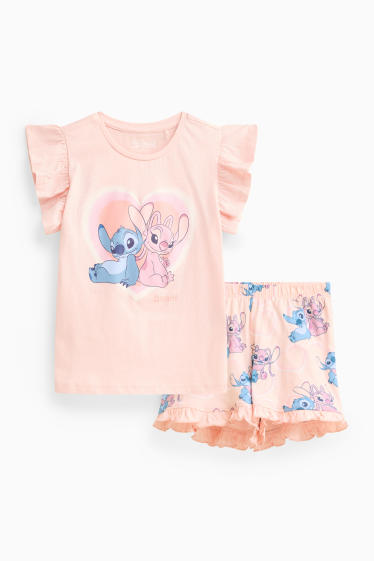 Děti - dívky - Lilo & Stitch - letní pyžamo - 2dílné - růžová