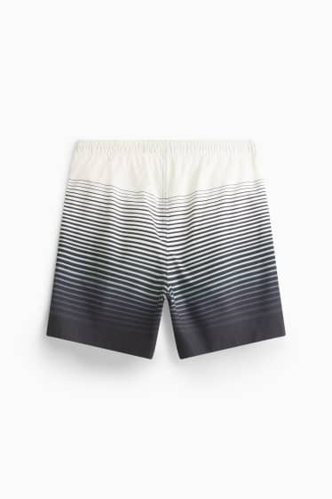 Herren - Badeshorts - gestreift - gemustert - schwarz / grau