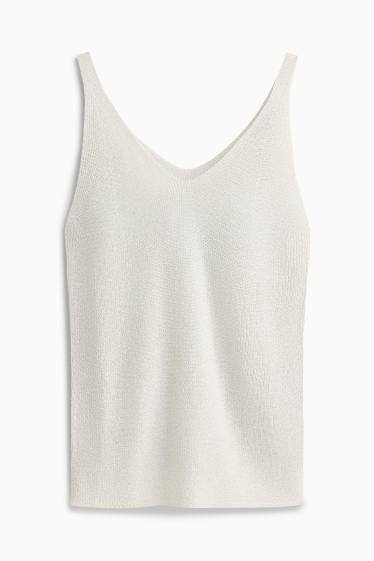 Donna - Top - effetto brillante - bianco / argento