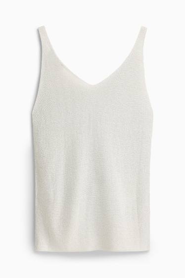 Donna - Top - effetto brillante - bianco / argento