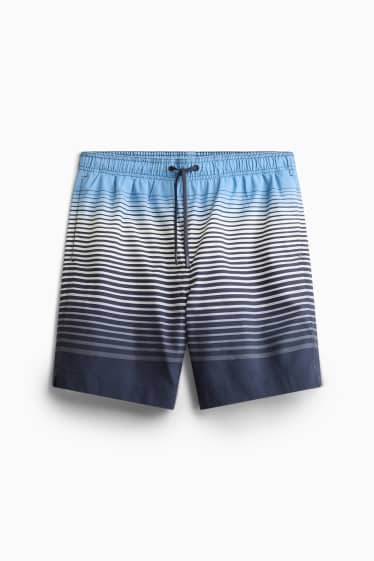 Herren - Badeshorts - gestreift - gemustert - blau  / schwarz