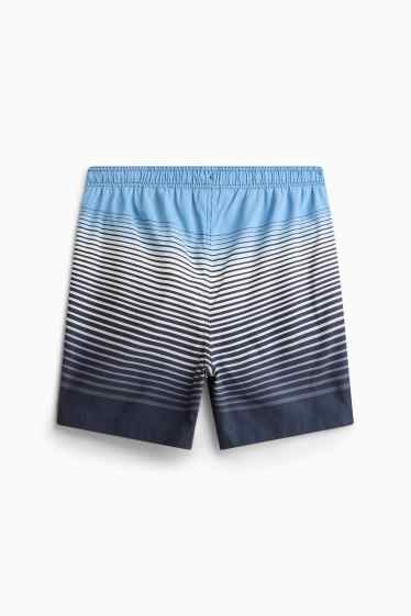 Herren - Badeshorts - gestreift - gemustert - blau  / schwarz
