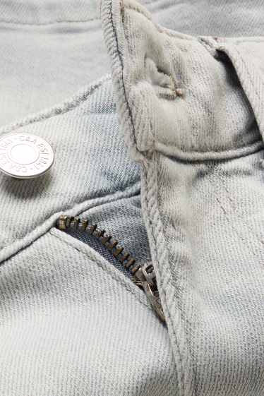 Dames - Mom short - high waist - jeansgrijs