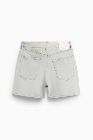 Dames - Mom short - high waist - jeansgrijs