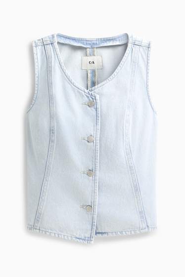Damen - Jeans-Weste - tailliert - hellblau