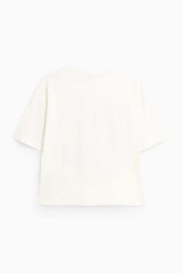 Damen - T-Shirt - Relaxed Fit - Glanz-Effekt - weiss