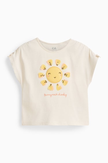 Kinderen: meisjes - Zon - T-shirt - crèmekleurig