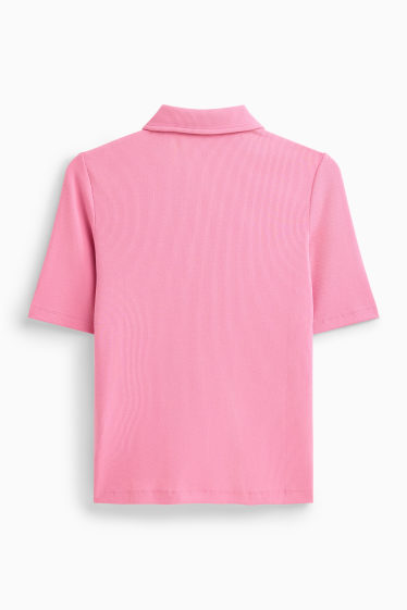 Damen - Poloshirt - Regular Fit - gerippt - pink