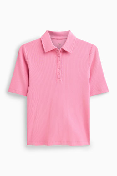 Damen - Poloshirt - Regular Fit - gerippt - pink