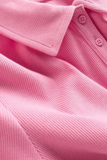 Damen - Poloshirt - Regular Fit - gerippt - pink