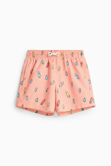 Děti - chlapci - Léto - koupací šortky - pruhované - oranžová