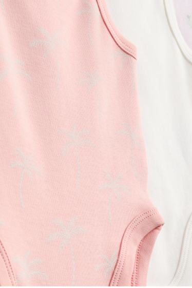 Baby: meisjes - Set van 3 - palmboom en vlinder - rompertje - wit / roze