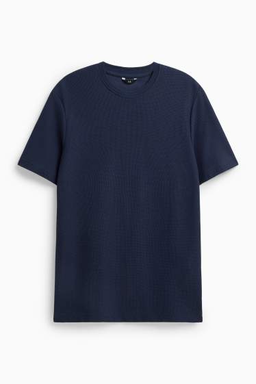 Herren - T-Shirt - Regular Fit - strukturiert - dunkelblau