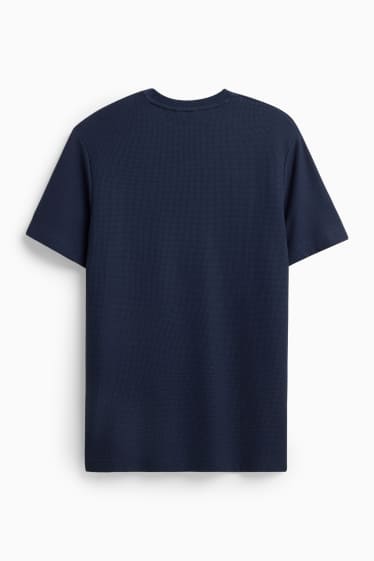 Herren - T-Shirt - Regular Fit - strukturiert - dunkelblau
