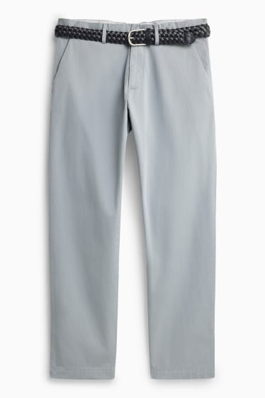 Herren - Chino mit Gürtel - grau