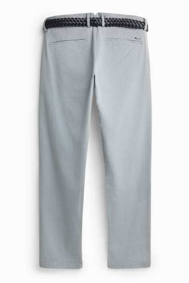 Herren - Chino mit Gürtel - grau