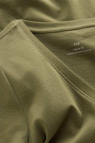 Femmes - T-shirt à col V - regular fit - kaki