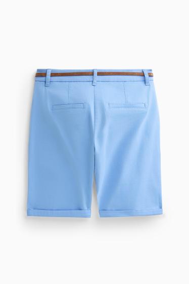 Dames - Bemuda met riem - mid waist - lichtblauw