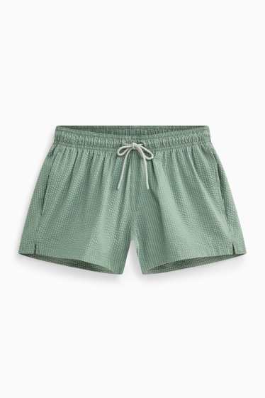 Men - Swim shorts - textured - light green