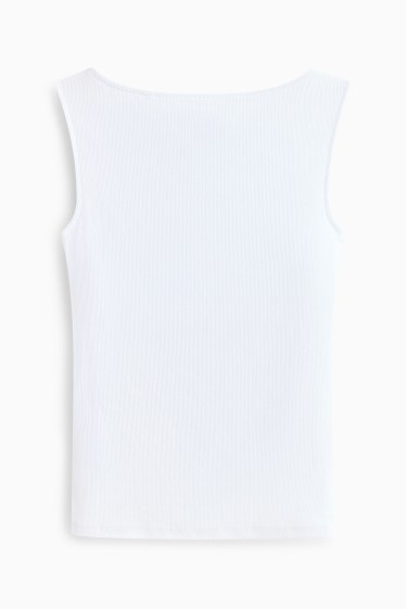 Damen - Top - gerippt - weiss