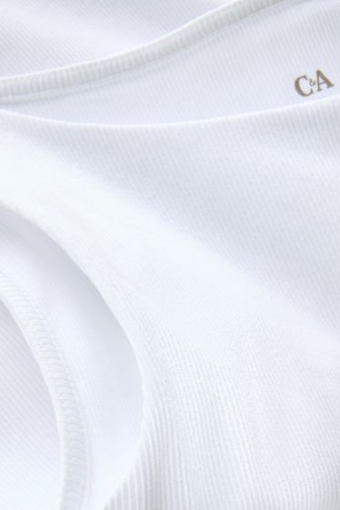 Damen - Top - gerippt - weiss