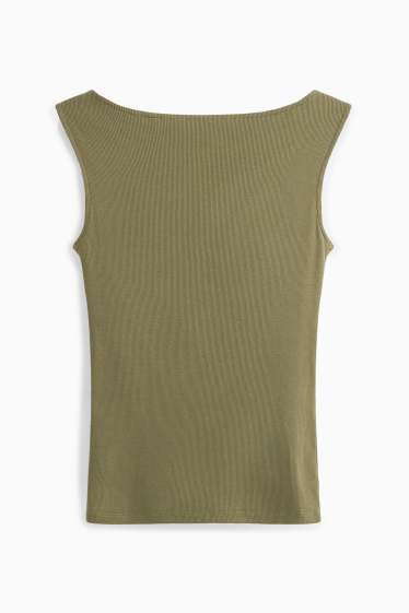 Damen - Top - gerippt - grün