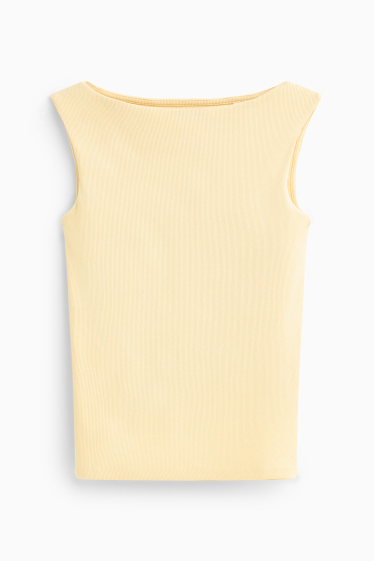 Damen - Top - gerippt - gelb