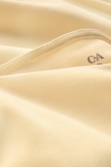 Damen - Top - gerippt - gelb