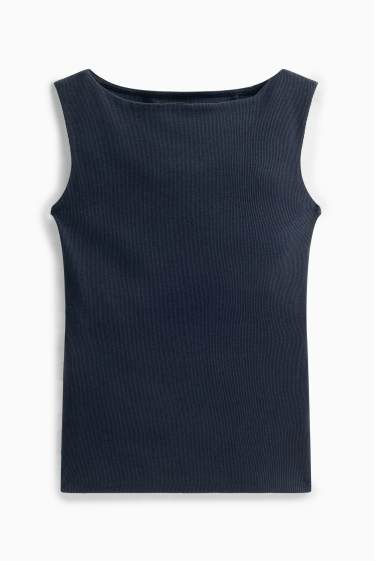 Damen - Top - gerippt - dunkelblau