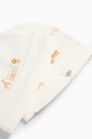 Unisex - Wielopak, 2 szt. - dzikie zwierzęta - czapeczka niemowlęca - biały