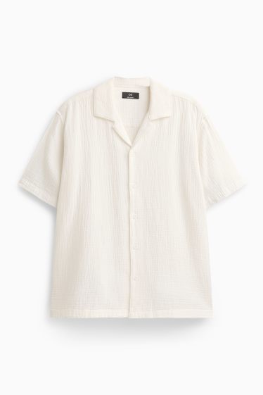 Men - Shirt - regular fit - lapel collar - creme