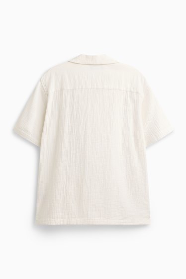 Men - Shirt - regular fit - lapel collar - creme