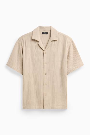 Home - Camisa - relaxed fit - coll solapa - marró clar