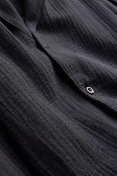 Men - Shirt - regular fit - lapel collar - black