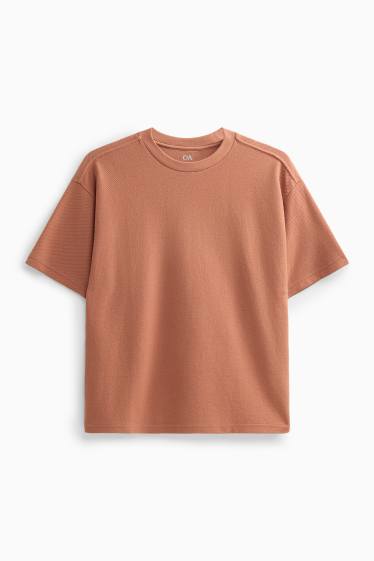 Enfants garçons - T-shirt - finition texturée - marron