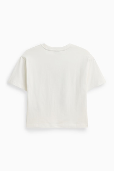 Kinderen: meisjes - Strik - T-shirt met strass-steentjes - wit