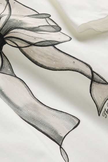 Kinderen: meisjes - Strik - T-shirt met strass-steentjes - wit